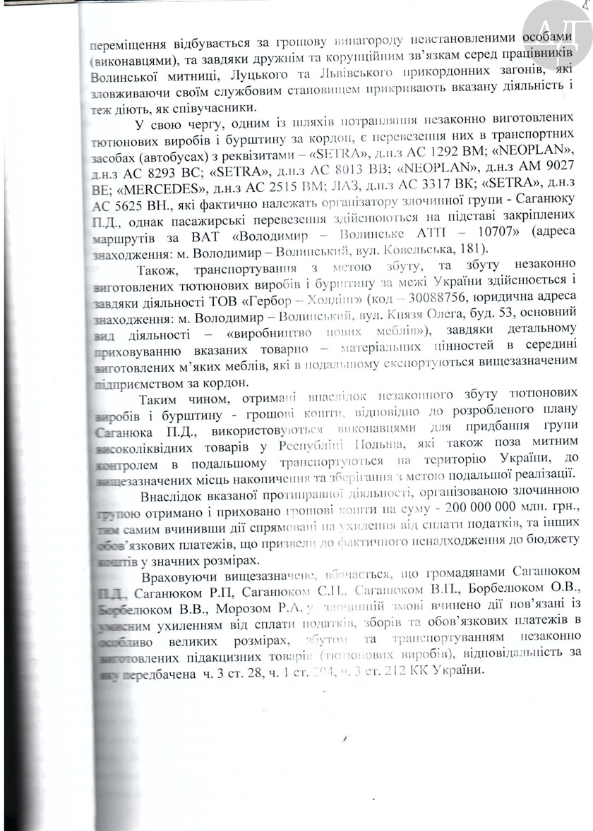 Публикуем часть полученных материалов, и задаем вопрос власти, почему имея на руках так четко разложенную схему ОПГ «Саганюк» никто не задержан, и не посажен?