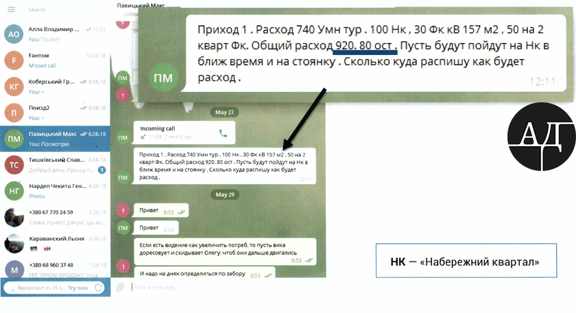 27 мая 2018 года Павицкий снова отчитывается перед Проданом за 920 тыс. долларов США